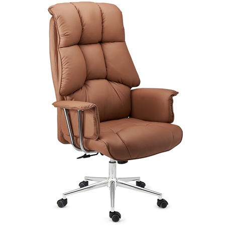 Fauteuil de bureau PRESIDENT, Grand Confort, Double Rembourrage, Très Elégant, Marron Clair