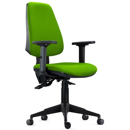 Chaise de Bureau Ergonomique INDIANA PRO, Usage Intensif 8H, avec Accoudoirs Ajustables 2D, en Tissu Vert