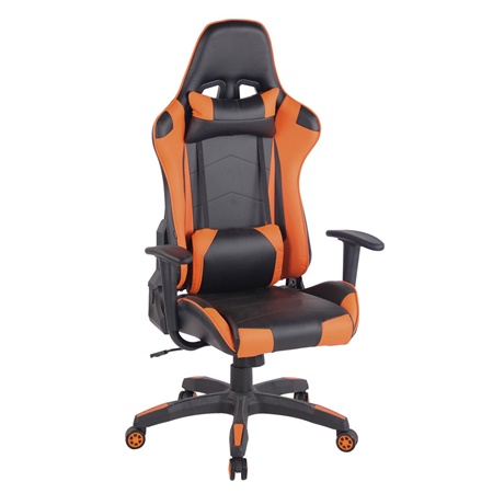 Fauteuil de bureau Gamer DARIUS, Dossier Inclinable, Coussins Inclus, Noir et Orange