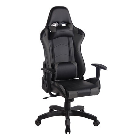 Fauteuil de bureau Gamer DARIUS, Dossier Inclinable, Coussins Inclus, Noir et Gris