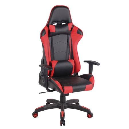 Fauteuil de bureau Gamer DARIUS, Dossier Inclinable, Coussins Inclus, Noir et Rouge