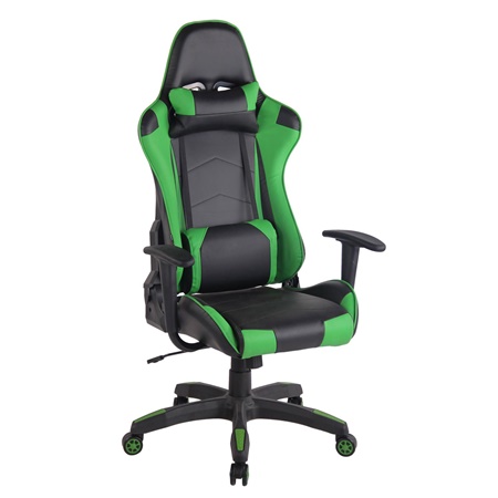 Fauteuil de bureau Gamer DARIUS, Dossier Inclinable, Coussins Inclus, Noir et Vert