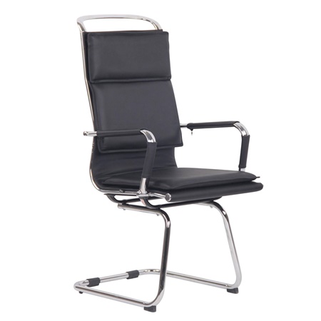 Chaise de salle de réunion QUEBEC V, Élégante, Confortable, en Cuir Authentique, Noir