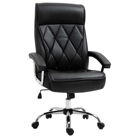 Fauteuil de Bureau BENITO, Rembourré et Elégant, en Cuir Noir 