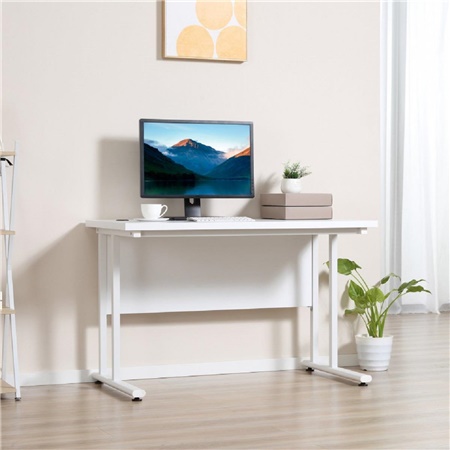 Bureau informatique MARTIS, 120x60x75 cm, en Métal et Bois, couleur Blanc