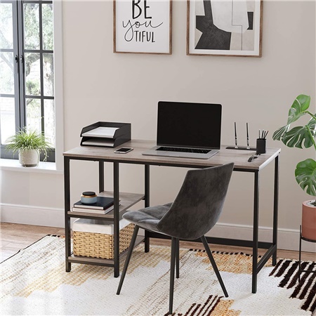 Bureau d'ordinateur ERGOS, 120x60x75 cm, Design Moderne et Industriel, en Bois Gris 