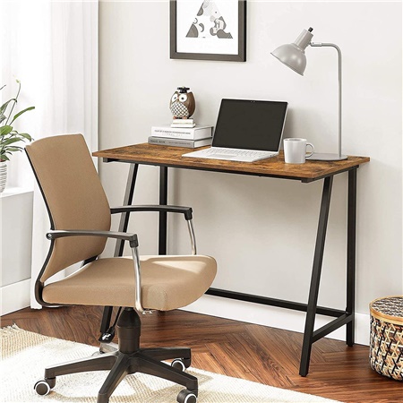 Bureau Informatique EDANY, 100x50x75cm, en Acier et Bois, Couleur Noyer