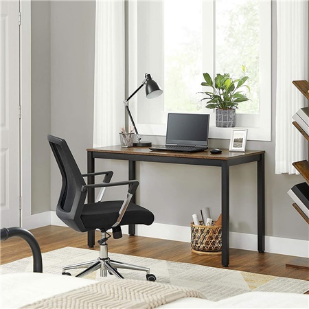 Bureau LISBET, Dimensions 120x60x76 cm, Structure Métallique, Surface en Bois, couleur Noyer