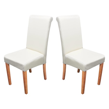 Lot de 2 Chaises de Salle à Manger NOVARA II, en CUIR AUTHENTIQUE Crème, Pieds Hêtre