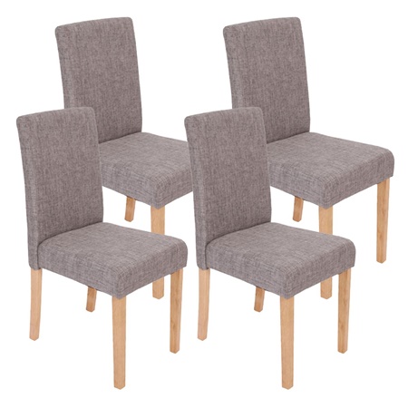 Lot de 4 Chaises de Salle à Manger LITAU TISSU, Gris, Pieds Couleur Hêtre