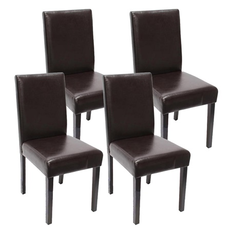 Lot de 4 Chaises de Salle à Manger LITAU CUIR AUTHENTIQUE, Noir, Pieds Noirs