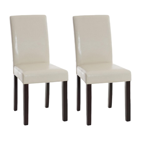 Lot de 2 Chaises de Salle à Manger CAPRI, Joli Design, Cuir Crème et Pieds Noirs