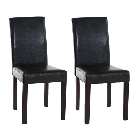 Lot de 2 Chaises de Salle à Manger CAPRI, Joli Design, Cuir Marron et Pieds Noirs