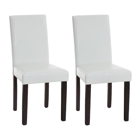 Lot de 2 Chaises de Salle à Manger CAPRI, Joli Design, Cuir Blanc et Pieds Noirs