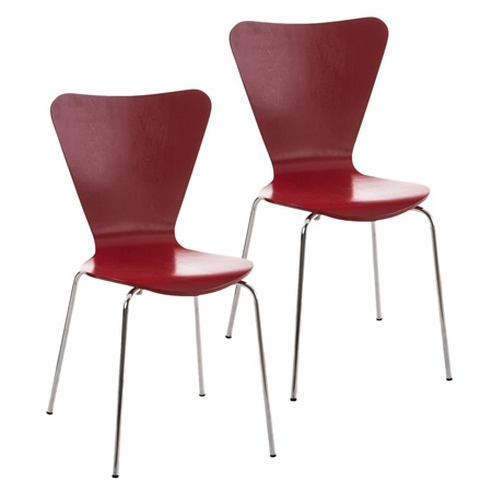 Lot de 2 Chaises de Salle à manger LERMA, Structure Métallique, Empilables, Rouge