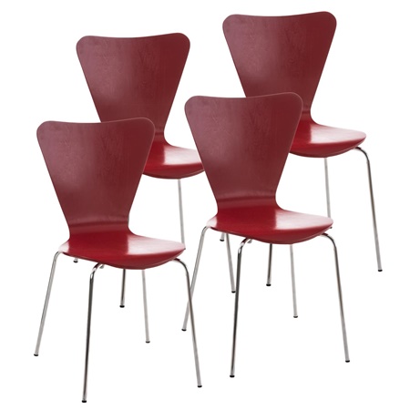 Lot de 4 Chaises de Salle à manger LERMA, Structure Métallique, Empilables, Rouge