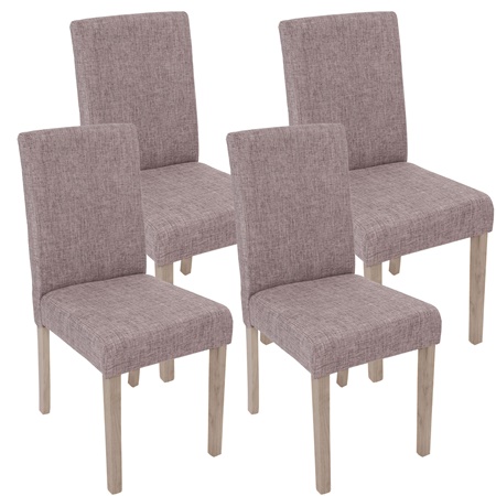 Lot de 4 Chaises de Salle à Manger LITAU TISSU, Joli Design, Gris, Pieds Gris