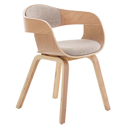 Chaise de salle à manger BOLONIA TISSU, Style Scandinave, Bois Couleur Hêtre, Crème