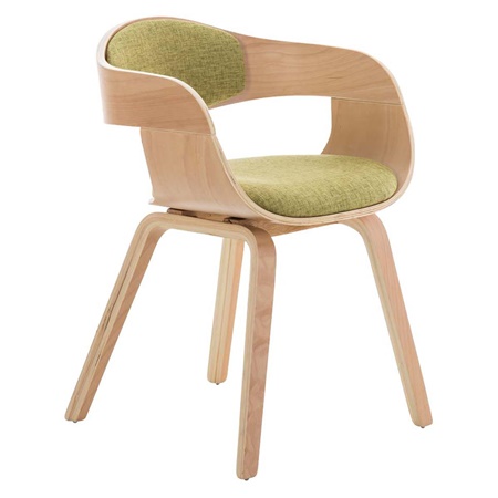 Chaise de salle à manger BOLONIA TISSU, Style Scandinave, Bois Couleur Hêtre, Vert