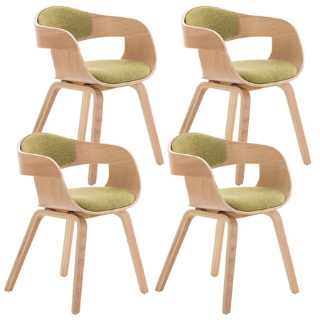 Lot de 4 Chaises de salle à manger BOLONIA TISSU, Style Scandinave, Bois Couleur Hêtre, Vert