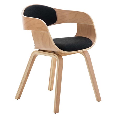 Chaise de salle à manger BOLONIA TISSU, Style Scandinave, Bois Couleur Hêtre, Noir 