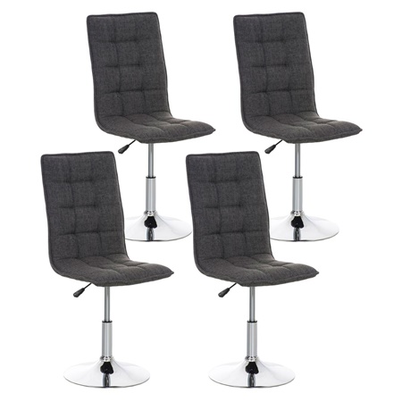 Lot de 4 chaises de Cuisine ou Salle à Manger PESCARA, Tissu Gris, Hauteur Réglable