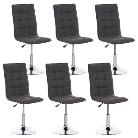 Lot de 6 chaises de Cuisine ou Salle à Manger PESCARA, Tissu Gris, Hauteur Réglable