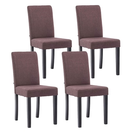 Lot de 4 Chaises de Salle à Manger ADRIA, En Tissu Marron, Pieds en Bois Noirs