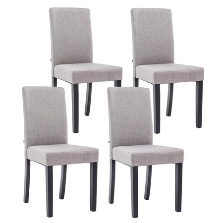 Lot de 4 Chaises de Salle à Manger ADRIA, En Tissu Gris Clair Pieds en Bois Noirs