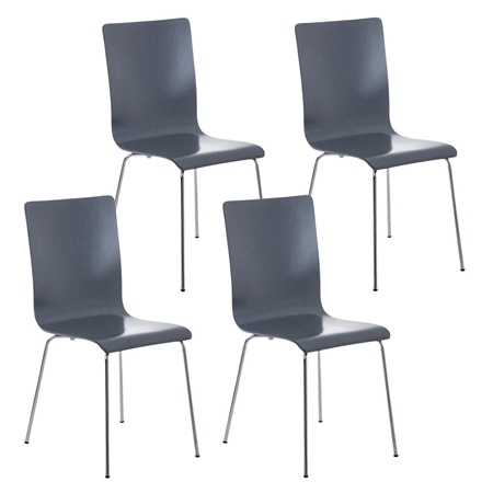 Lot de 4 Chaises de Salle à Manger LODI, Contemporaine, en Bois, Gris, Pieds en Métal