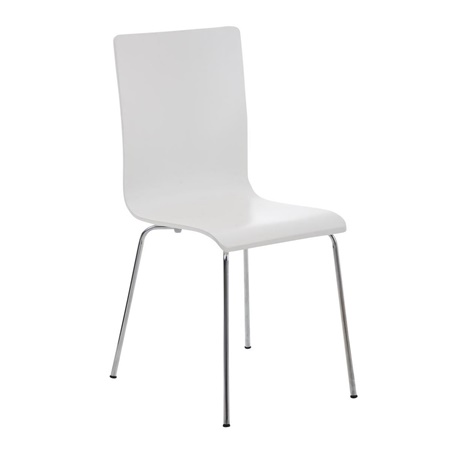 Chaise de Salle à Manger LODI, Contemporaine, en Bois, Blanc, Pieds en Métal