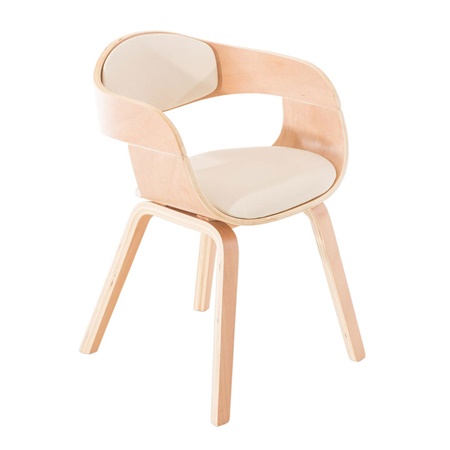 Chaise de salle à manger BOLONIA, Style Scandinave, Bois Couleur Hêtre, Cuir, Crème