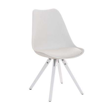 Chaise de Salle à Manger BAHIA CUIR, Blanc et Pieds Blancs