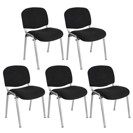 Lot de 5 chaises visiteur MOBY BASE, Commode et Pratique, Prix Incroyable, Noir et Piétement Gris