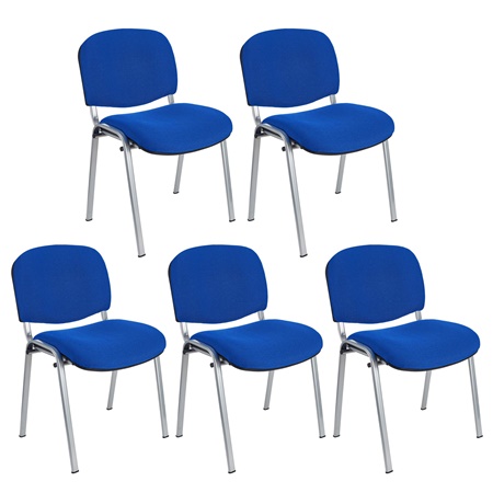 Lot de 5 chaises visiteur MOBY BASE, Commode et Pratique, Prix Incroyable, Bleu et Piétement Gris