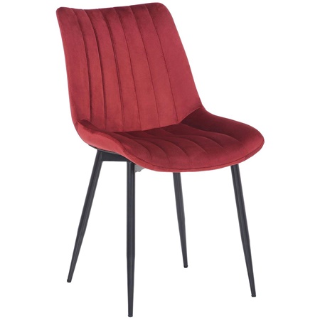 Chaise de Salle à Manger ZEFIR, Revêtement en Velours Rouge, Structure métallique