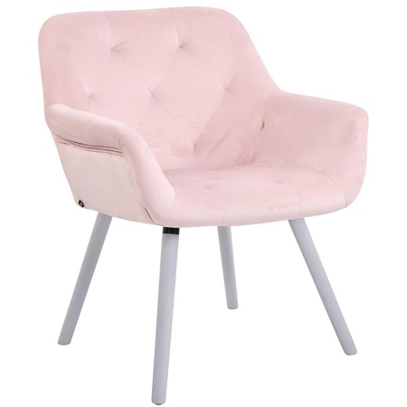 Chaise de Salle à Manger CASSIDY, Revêtement en Velours Rose, Pieds en Chêne Blanc