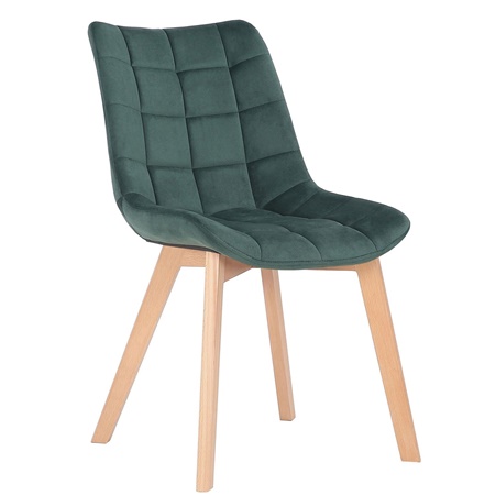 Chaise visiteur ALLIA, Design Moderne, Piétement Bois Hêtre, en Velours Vert