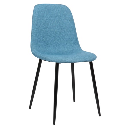 Chaise de Salle à Manger HORUS, Design Elégant, Piétement métallique, en Tissu, Bleu