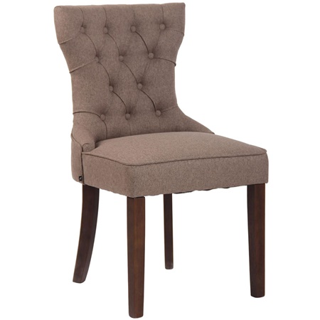 Chaise de Salle à Manger ROONEY TISSU, Design Élégant, Taupe, Pieds Marron Foncé