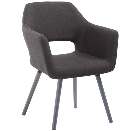 Chaise de Salle à Manger NAMASTE en Tissu Gris foncé, Pieds en Bois Gris Clair