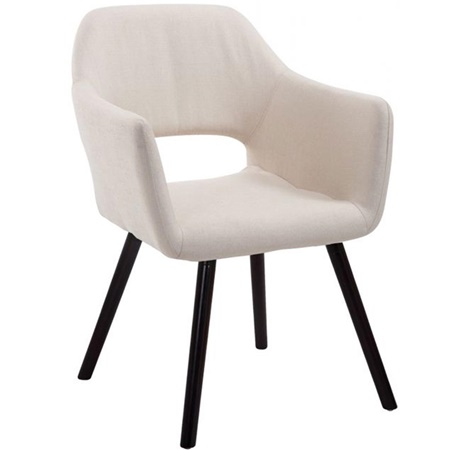 Chaise de Salle à Manger NAMASTE en Tissu Crème, Pieds en Bois Marron Foncé