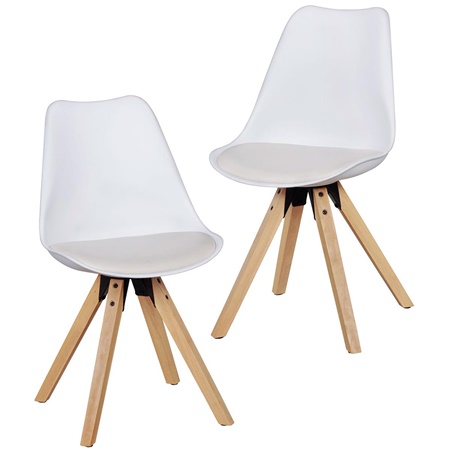 Lot de 2 Chaises de Salle à Manger VIVALDI Blanche, Structure en Bois