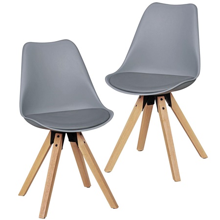 Lot de 2 Chaises de Salle à Manger VIVALDI Gris Foncé, Structure en Bois