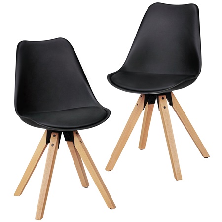 Lot de 2 Chaises de Salle à Manger VIVALDI Noires, Structure en Bois