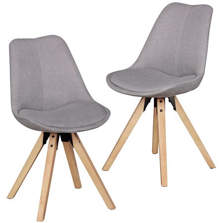 Lot de 2 Chaises de Salle à Manger VIVALDI Gris Clair, Structure en Bois