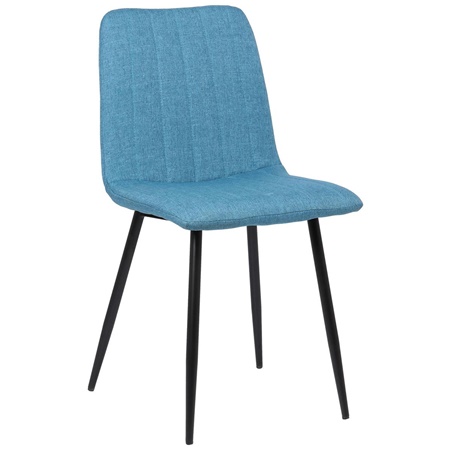 Chaise de Salle à Manger JON, Design Elégant, Piétement métallique, en Tissu Bleu