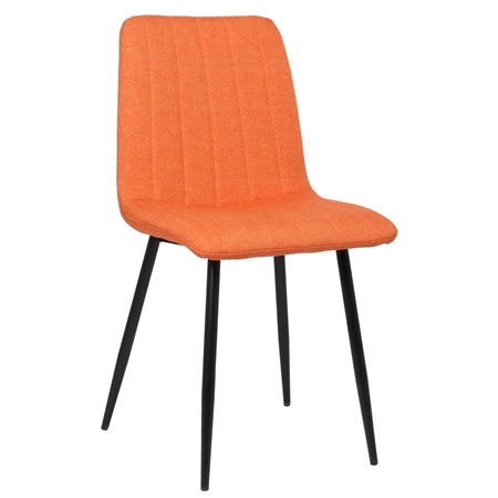 Chaise de Salle à Manger JON, Design Elégant, Piétement métallique, en Tissu Orange