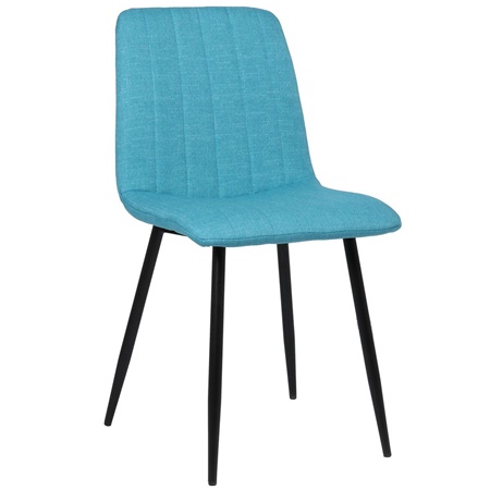 Chaise de Salle à Manger JON, Design Elégant, Piétement métallique, en Tissu Turquoise