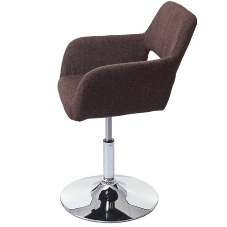 Lot de 6 Chaises de Salle à Manger CARDINAL Tissu Marron, Pied Pivotant Chromé